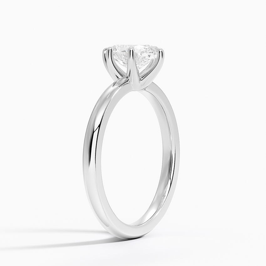Fairmined 2mm Six-Prong Solitaire Ring White Gold 18k Oval Engagement Ring