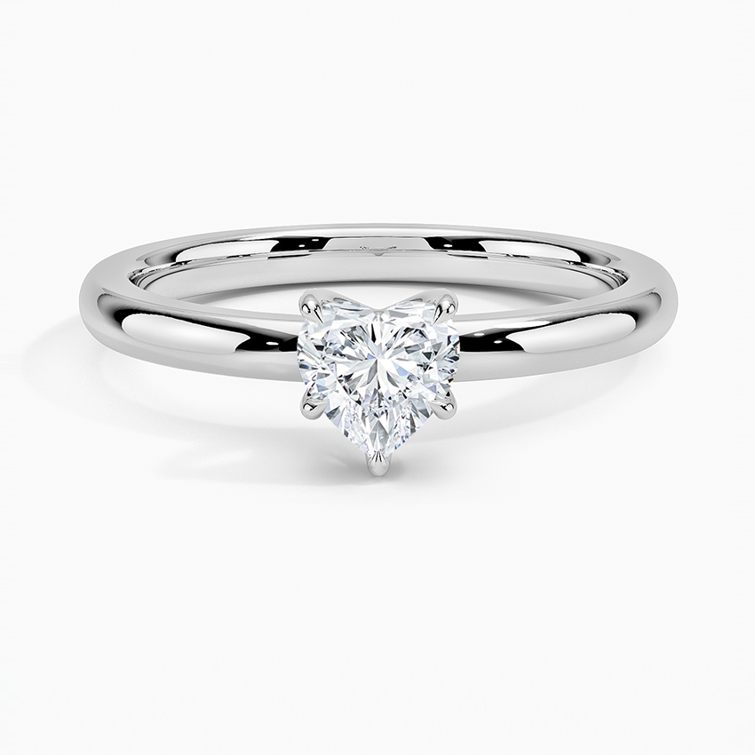 Fairmined 2mm Six-Prong Solitaire Ring White Gold 18k Heart Engagement Ring