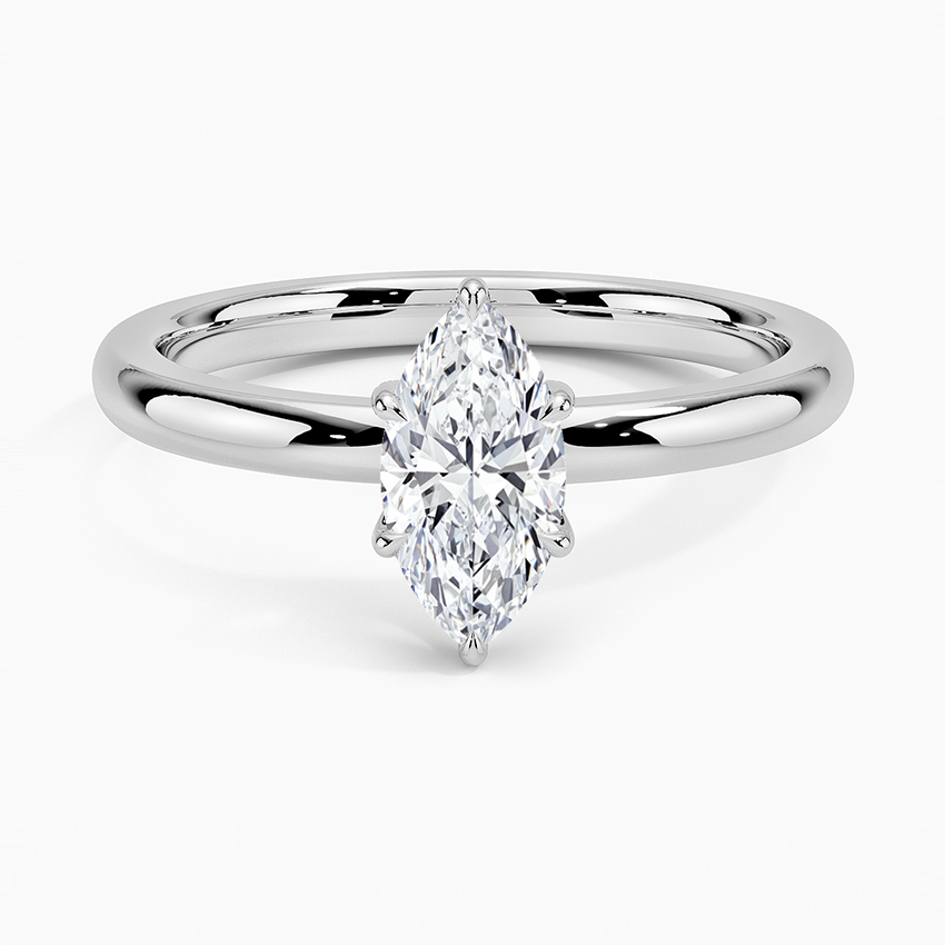 Fairmined 2mm Six-Prong Solitaire Ring White Gold 18k Marquise Engagement Ring