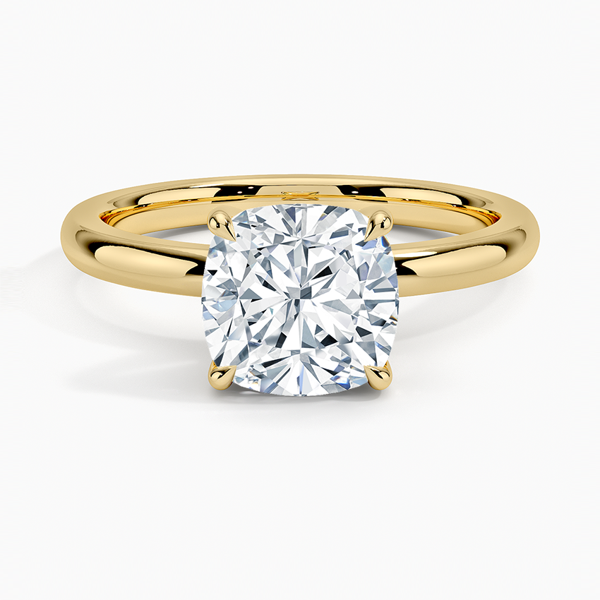 Fairmined 2mm Solitaire Ring Yellow Gold 18k Cushion Engagement Ring