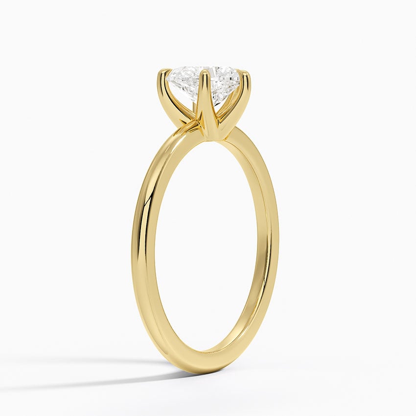 Fairmined 1.5mm Six-Prong Solitaire Ring Yellow Gold 18k Heart Engagement Ring