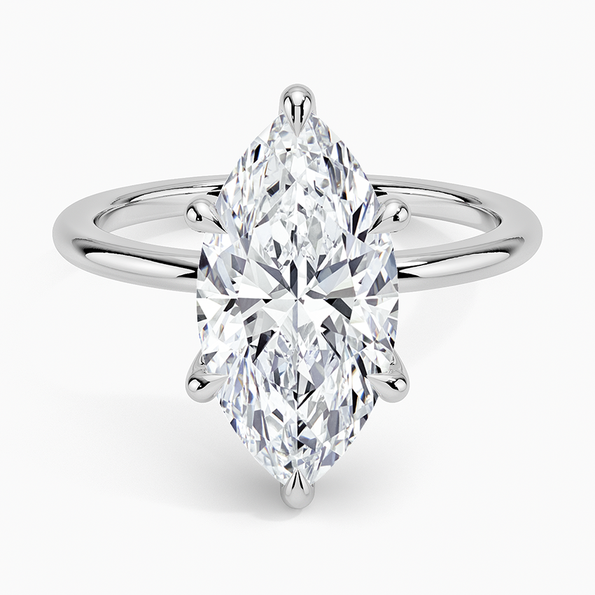 Fairmined 1.5mm Six-Prong Solitaire Ring White Gold 18k Marquise Engagement Ring