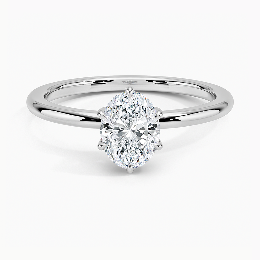 Fairmined 1.5mm Six-Prong Solitaire Ring White Gold 18k Oval Engagement Ring