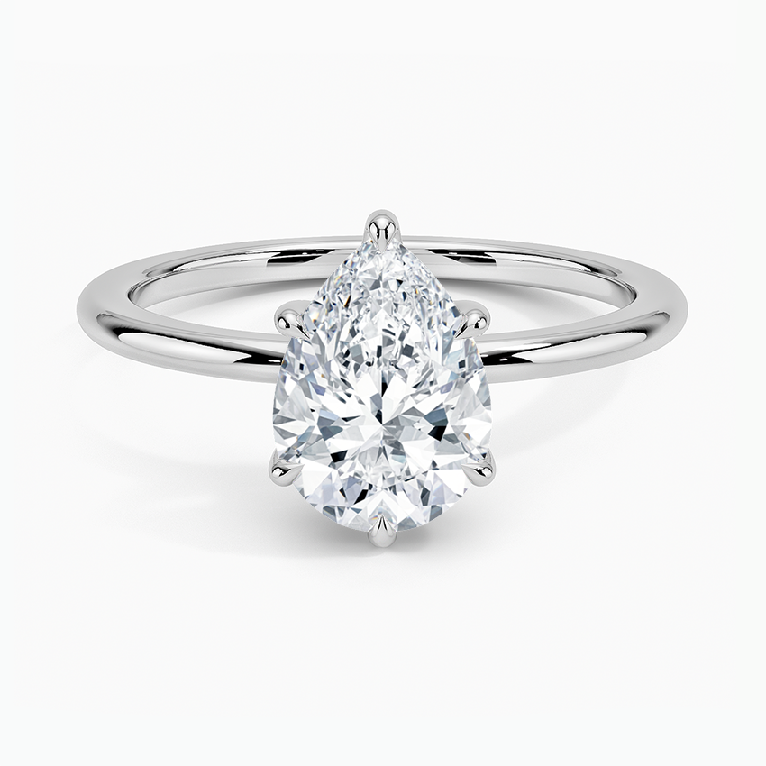 Fairmined 1.5mm Six-Prong Solitaire Ring White Gold 18k Pear Engagement Ring