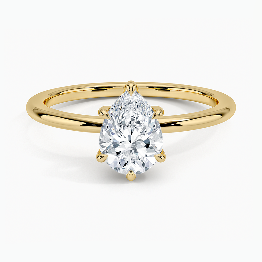 Fairmined 1.5mm Six-Prong Solitaire Ring Yellow Gold 18k Pear Engagement Ring