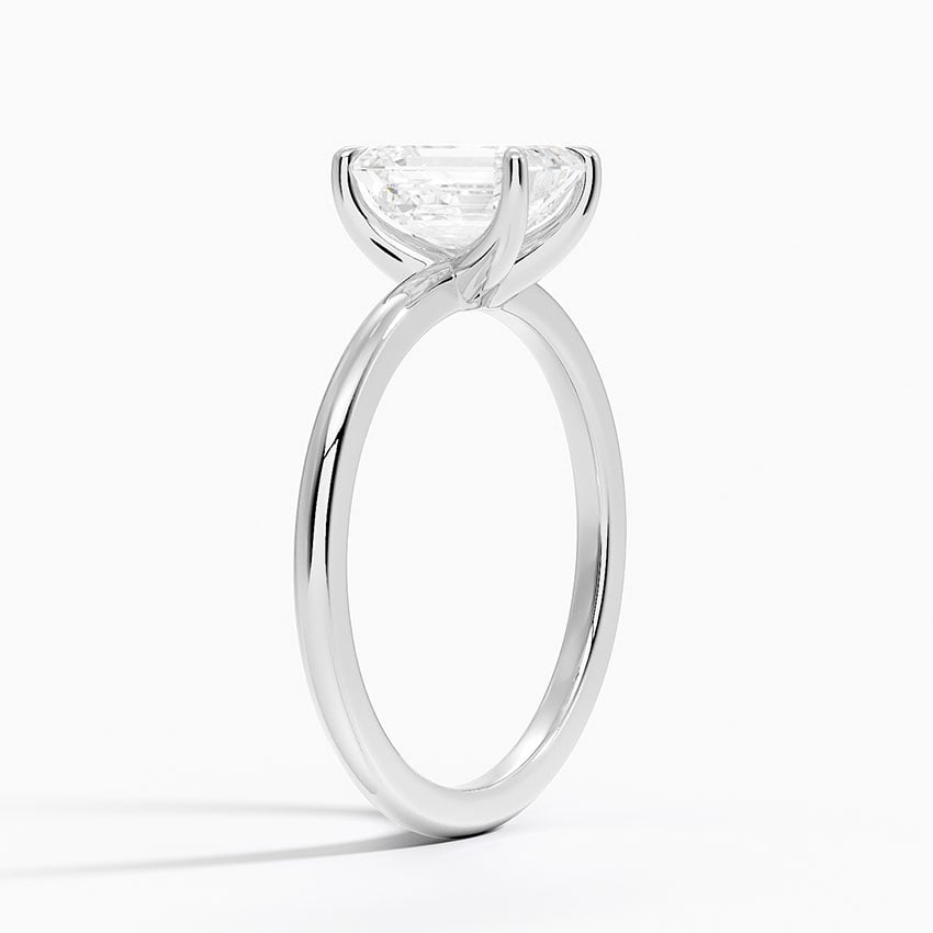 Fairmined 1.5mm Six-Prong Solitaire Ring White Gold 18k Emerald Engagement Ring