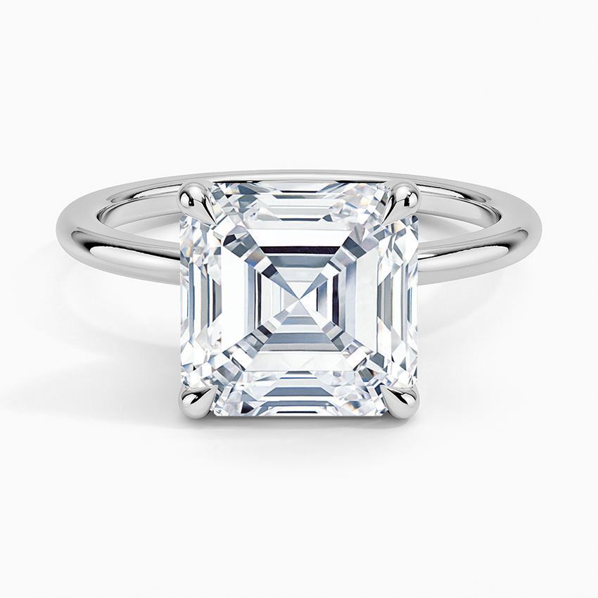 Fairmined 1.5mm Comfort Fit Ring White Gold 18k Asscher Engagement Ring