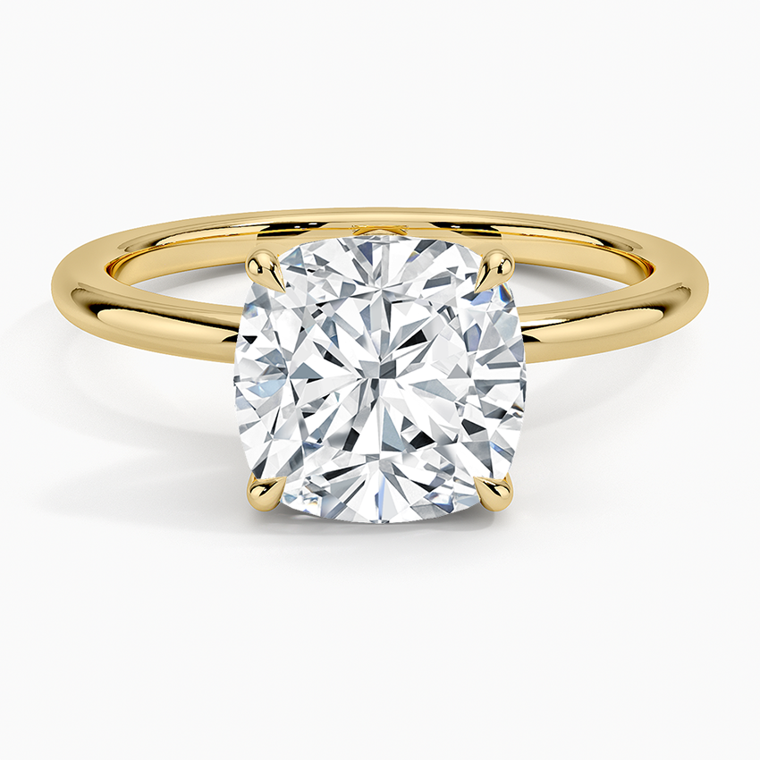 Fairmined 1.5mm Comfort Fit Ring Yellow Gold 18k Cushion Engagement Ring