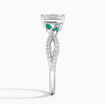 Luxe Willow Lab Emerald and Diamond Ring (1/8 ct. tw.) Platinum Emerald Engagement Ring