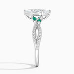 Luxe Willow Lab Emerald and Diamond Ring (1/8 ct. tw.) Platinum Marquise Engagement Ring