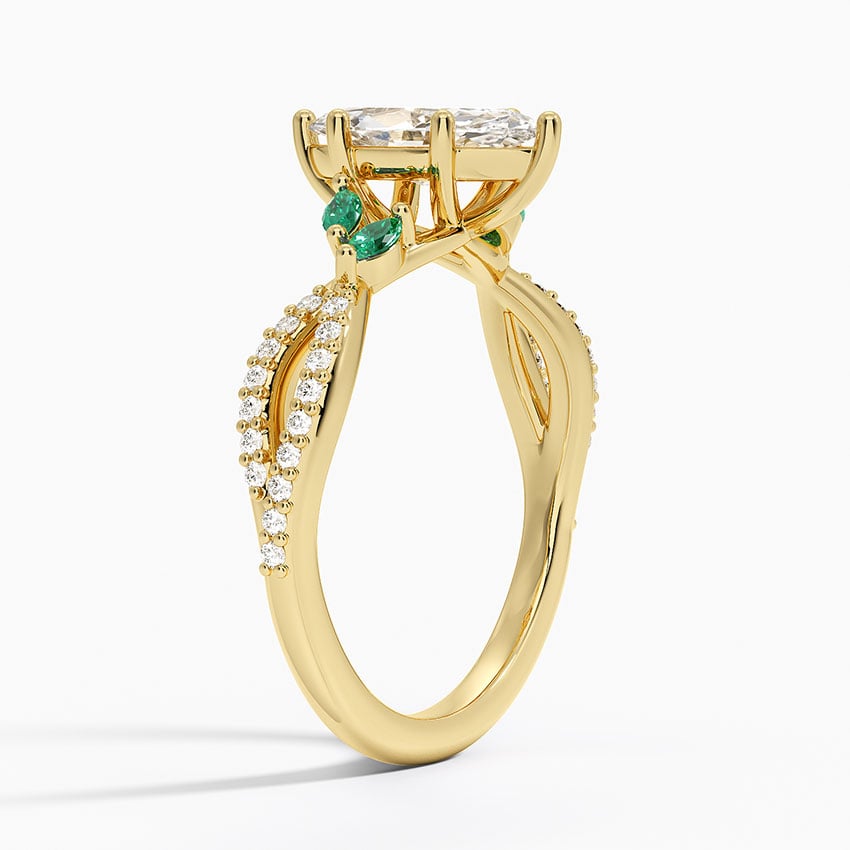 Luxe Willow Lab Emerald and Diamond Ring (1/8 ct. tw.) Yellow Gold 18k Marquise Engagement Ring