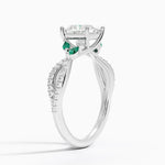 Luxe Willow Lab Emerald and Diamond Ring (1/8 ct. tw.) Platinum Princess Engagement Ring