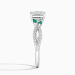 Luxe Willow Lab Emerald and Diamond Ring (1/8 ct. tw.) Platinum Princess Engagement Ring