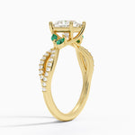 Luxe Willow Lab Emerald and Diamond Ring (1/8 ct. tw.) Yellow Gold 18k Princess Engagement Ring