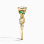 Luxe Willow Lab Emerald and Diamond Ring (1/8 ct. tw.) Yellow Gold 18k Princess Engagement Ring