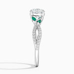 Luxe Willow Lab Emerald and Diamond Ring (1/8 ct. tw.) Platinum Round Engagement Ring