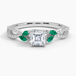 Luxe Willow Lab Emerald and Diamond Ring (1/8 ct. tw.) Platinum Asscher Engagement Ring