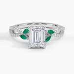 Luxe Willow Lab Emerald and Diamond Ring (1/8 ct. tw.) Platinum Emerald Engagement Ring