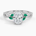 Luxe Willow Lab Emerald and Diamond Ring (1/8 ct. tw.) Platinum Oval Engagement Ring