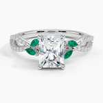 Luxe Willow Lab Emerald and Diamond Ring (1/8 ct. tw.) Platinum Radiant Engagement Ring