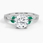 Luxe Willow Lab Emerald and Diamond Ring (1/8 ct. tw.) Platinum Round Engagement Ring