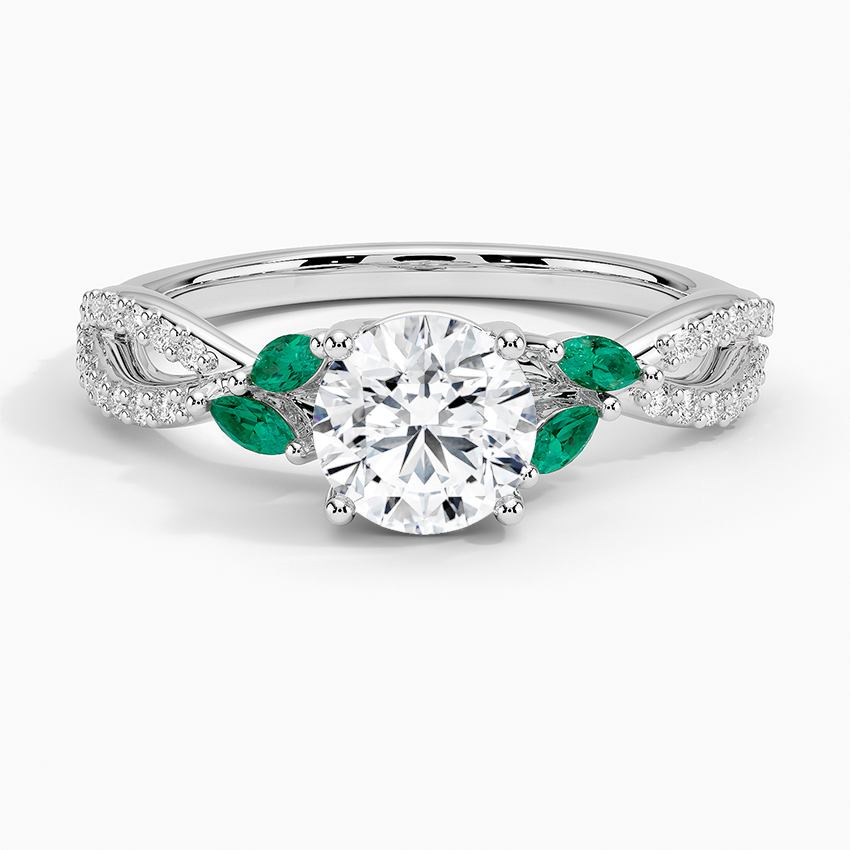 Luxe Willow Sapphire and Diamond Ring (1/8 ct. tw.) Platinum Round Engagement Ring