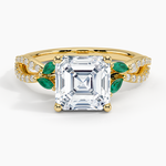 Luxe Willow Lab Emerald and Diamond Ring (1/8 ct. tw.) Yellow Gold 18k Asscher Engagement Ring