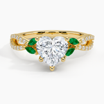 Luxe Willow Lab Emerald and Diamond Ring (1/8 ct. tw.) Yellow Gold 18k Heart Engagement Ring