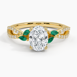 Luxe Willow Lab Emerald and Diamond Ring (1/8 ct. tw.) Yellow Gold 18k Oval Engagement Ring