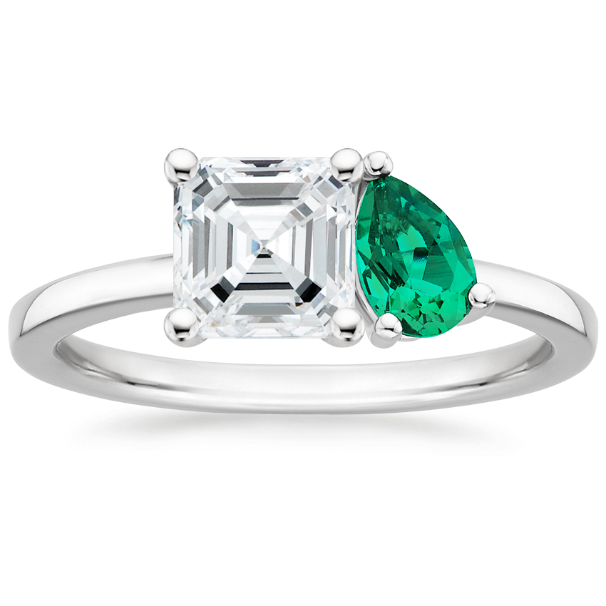 Viridian Toi et Moi Diamond Engagement Ring 18K White Gold AS