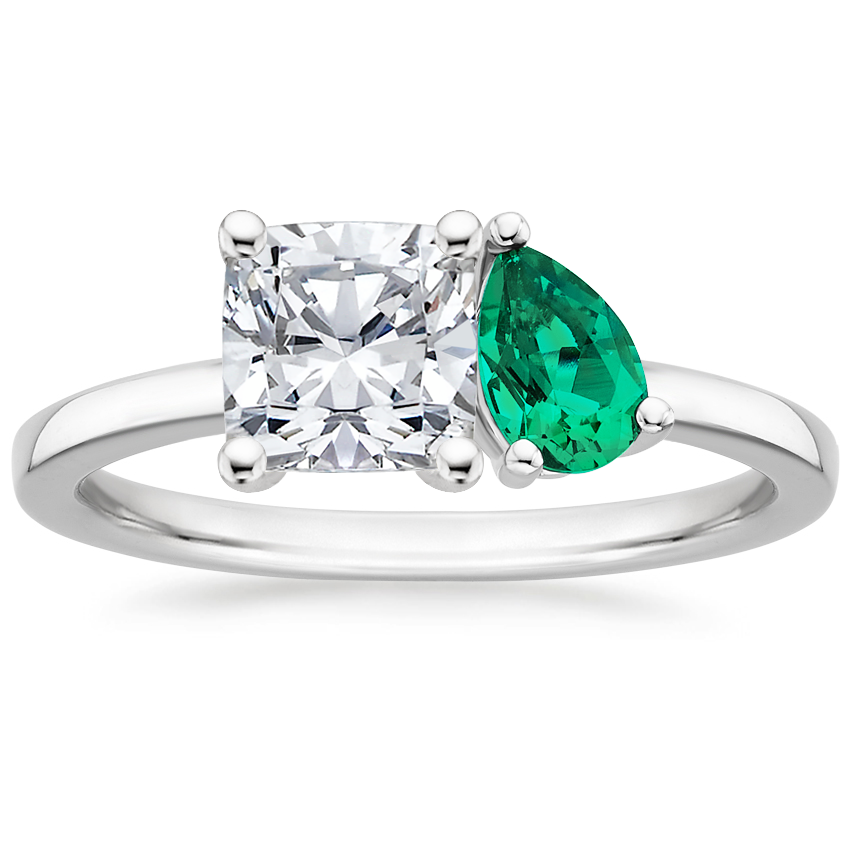 Viridian Toi et Moi Diamond Engagement Ring 18K White Gold CU