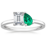 Viridian Toi et Moi Diamond Engagement Ring 18K White Gold EM