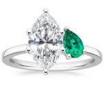 Viridian Toi et Moi Diamond Engagement Ring 18K White Gold MQ