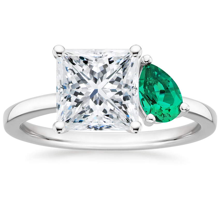 Viridian Toi et Moi Diamond Engagement Ring 18K White Gold PR