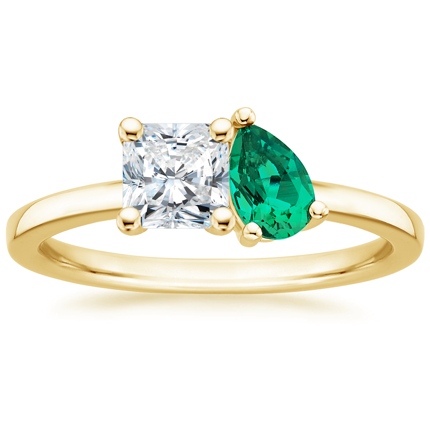 Viridian Toi et Moi Diamond Engagement Ring 18K Yellow Gold RA