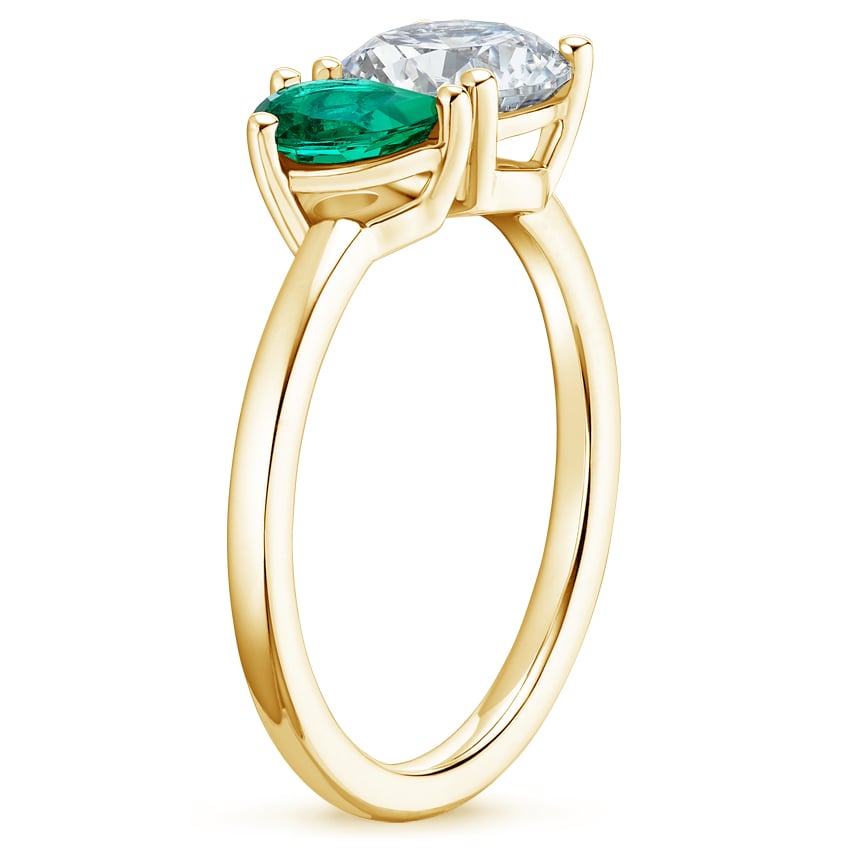 Viridian Toi et Moi Diamond Engagement Ring 18K Yellow Gold MQ