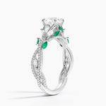 Luxe Secret Garden Lab Emerald and Diamond Ring Platinum Cushion Engagement Ring