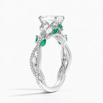 Luxe Secret Garden Lab Emerald and Diamond Ring Platinum Emerald Engagement Ring