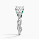 Luxe Secret Garden Lab Emerald and Diamond Ring Platinum Emerald Engagement Ring