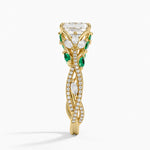 Luxe Secret Garden Lab Emerald and Diamond Ring Yellow Gold 18k Emerald Engagement Ring