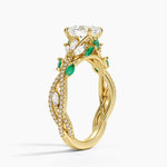 Luxe Secret Garden Lab Emerald and Diamond Ring Yellow Gold 18k Oval Engagement Ring
