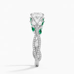 Luxe Secret Garden Lab Emerald and Diamond Ring Platinum Princess Engagement Ring