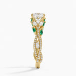 Luxe Secret Garden Lab Emerald and Diamond Ring Yellow Gold 18k Princess Engagement Ring