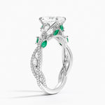 Luxe Secret Garden Lab Emerald and Diamond Ring Platinum Radiant Engagement Ring