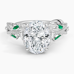 Luxe Secret Garden Lab Emerald and Diamond Ring Platinum Oval Engagement Ring