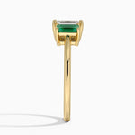 Luxe Rhiannon Three Stone Lab Emerald Ring Yellow Gold 18k Emerald Engagement Ring