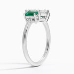 Luxe Rhiannon Three Stone Lab Emerald Ring Platinum Marquise Engagement Ring