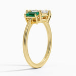 Luxe Rhiannon Three Stone Lab Emerald Ring Yellow Gold 18k Marquise Engagement Ring