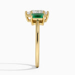Luxe Rhiannon Three Stone Lab Emerald Ring Yellow Gold 18k Pear Engagement Ring