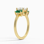 Luxe Rhiannon Three Stone Lab Emerald Ring Yellow Gold 18k Princess Engagement Ring
